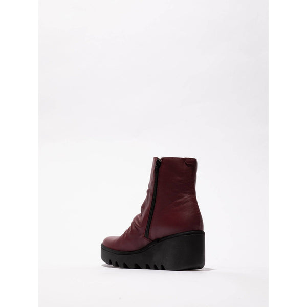 Fly BAAN538 Dublin Ladies Wine Leather Side Zip Ankle Boots-elevate your sole