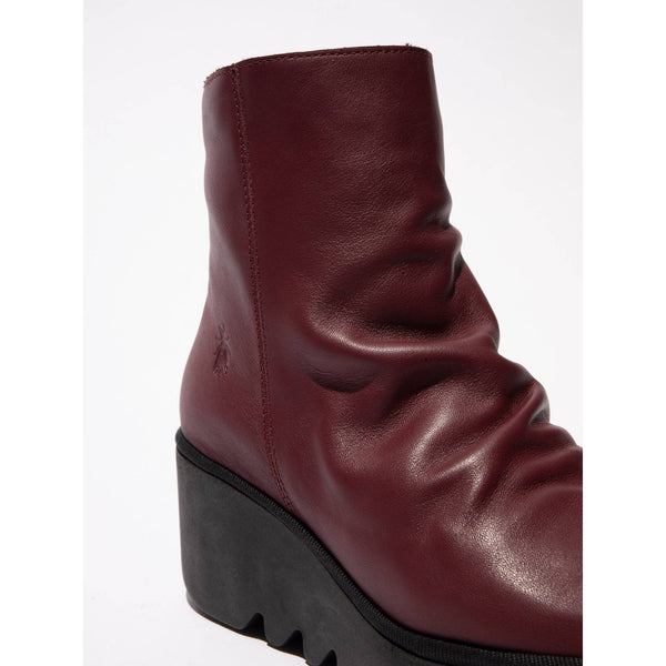Fly BAAN538 Dublin Ladies Wine Leather Side Zip Ankle Boots-elevate your sole