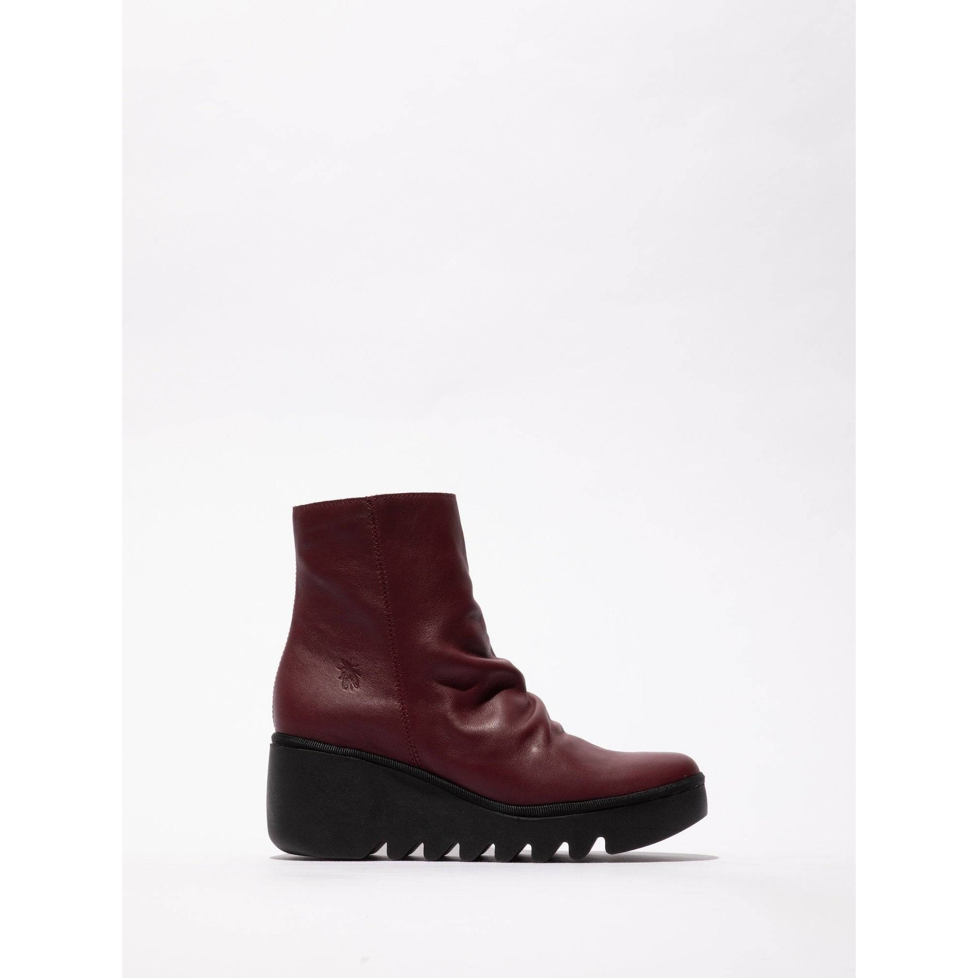Fly BAAN538 Dublin Ladies Wine Leather Side Zip Ankle Boots-elevate your sole