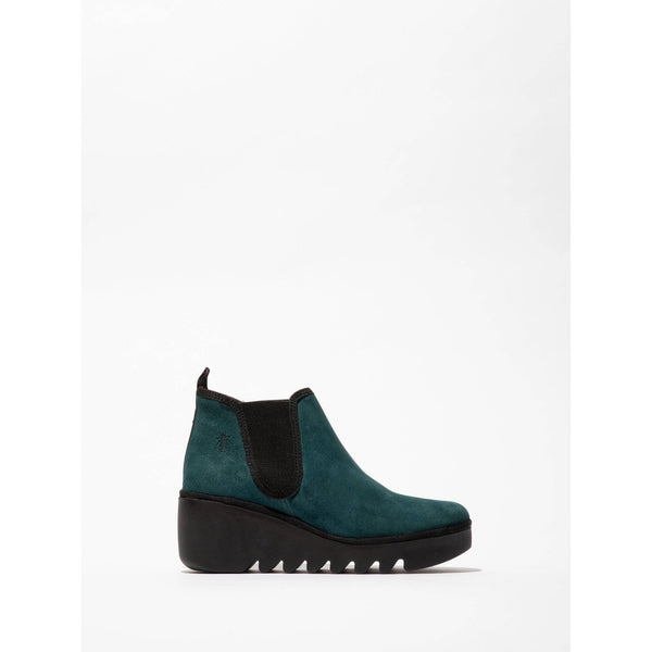 Fly BYNE349 Oil Ladies Petrol Suede Pull On Ankle Boots-elevate your sole