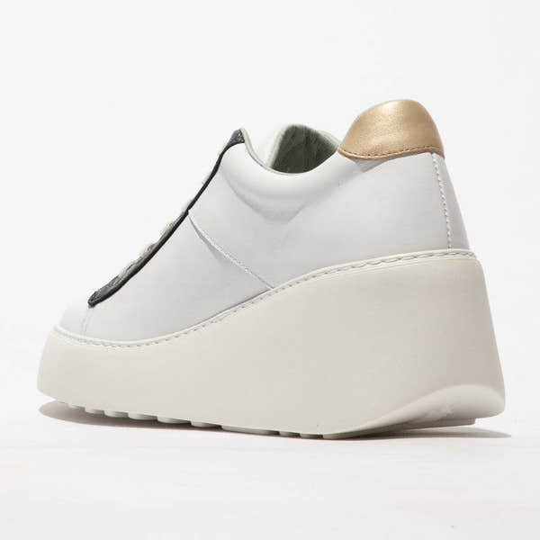 Fly Delf 580 Ladies White, Graphite And Gold Leather Lace Up Shoes-elevate your sole
