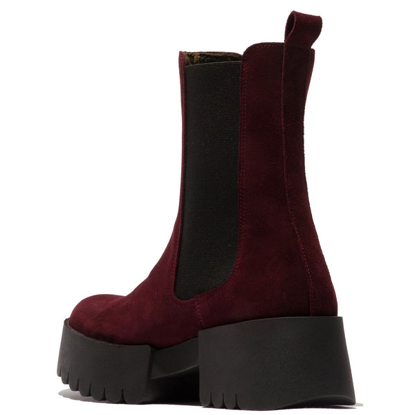 Fly EreL007 Ladies Oil Wine Red Suede Pull On Ankle Boots-elevate your sole