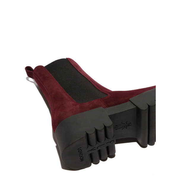 Fly EreL007 Ladies Oil Wine Red Suede Pull On Ankle Boots-elevate your sole