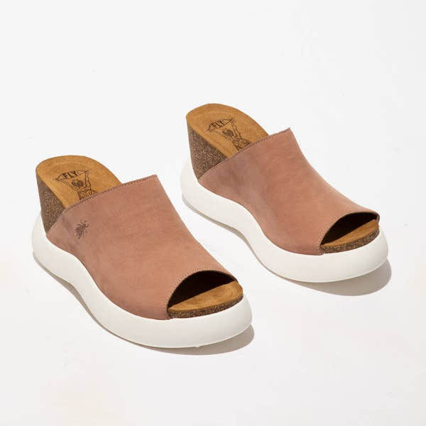 Fly Gino 966 Ladies Pink Leather Slip On Sandals-elevate your sole