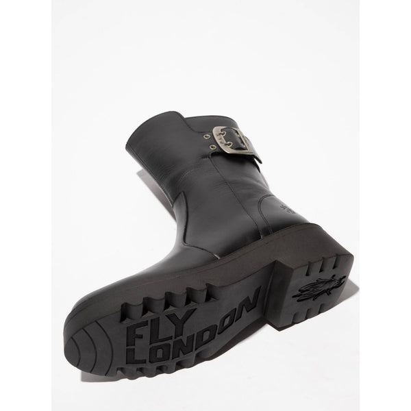 Fly MAZZ127 Rug Ladies Black Leather Side Zip Mid-Calf Boots-elevate your sole