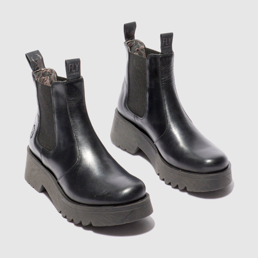 Fly Medi789 Ladies Rug Black Leather Pull On Ankle Boots-elevate your sole
