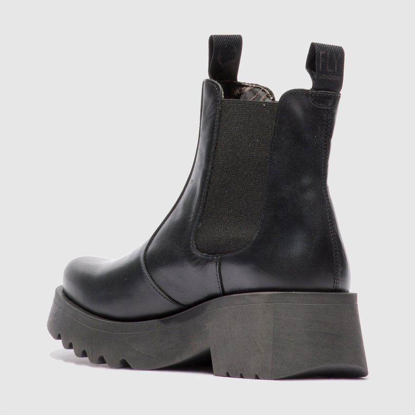 Fly Medi789 Ladies Rug Black Leather Pull On Ankle Boots-elevate your sole