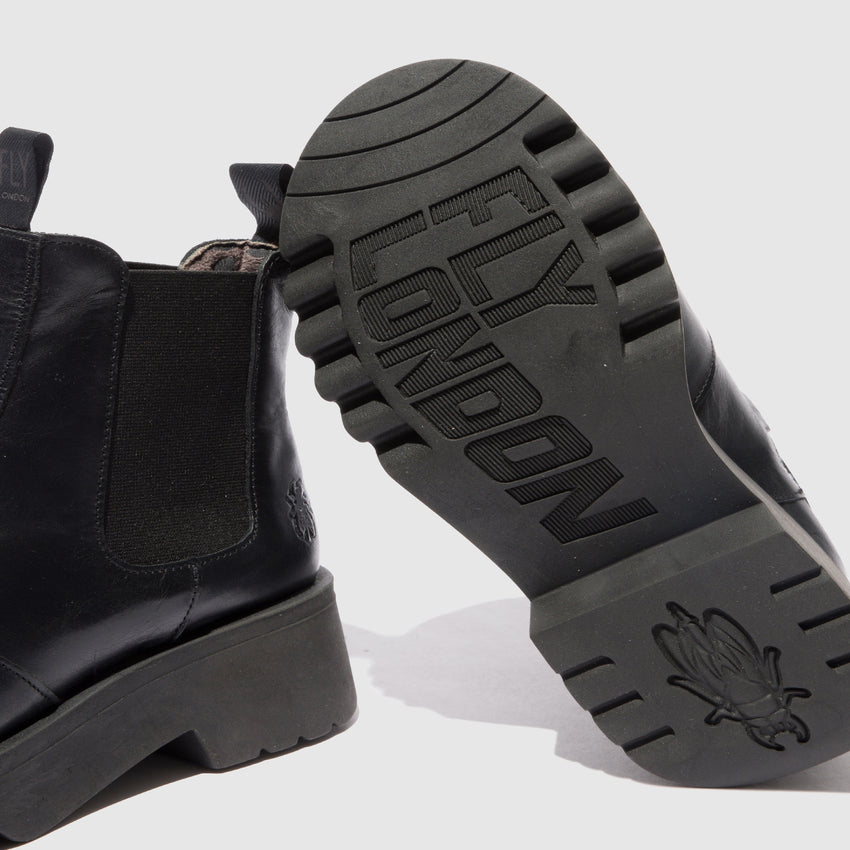 Fly Medi789 Ladies Rug Black Leather Pull On Ankle Boots-elevate your sole