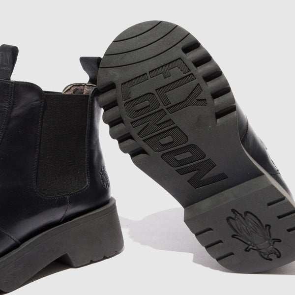 Fly Medi789 Ladies Rug Black Leather Pull On Ankle Boots-elevate your sole