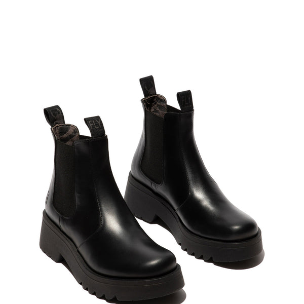 Fly Medi789 Ladies Rug Black Leather Pull On Ankle Boots-elevate your sole