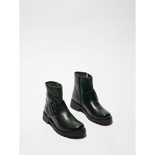 Fly RILY991 Rug Ladies Petrol Leather Side Zip Ankle Boots-elevate your sole