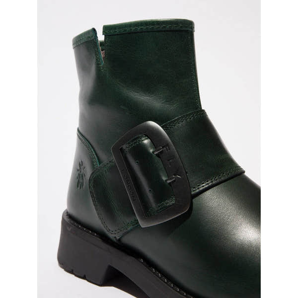 Fly RILY991 Rug Ladies Petrol Leather Side Zip Ankle Boots-elevate your sole