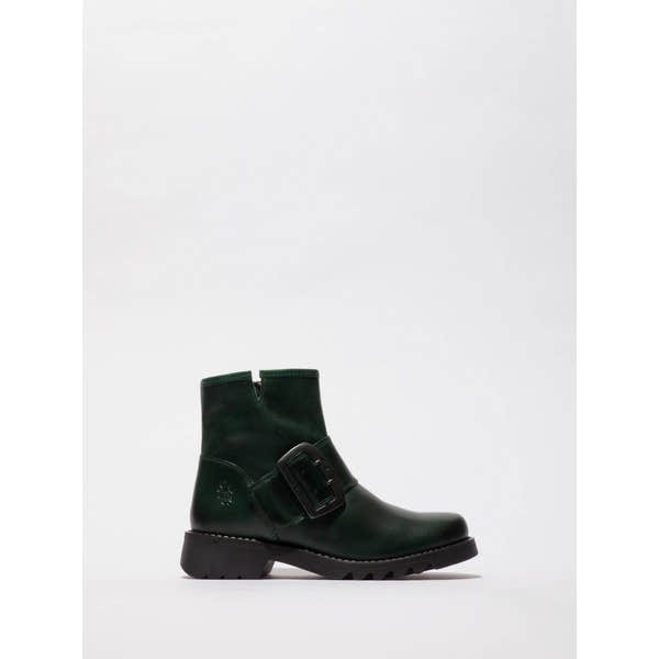 Fly RILY991 Rug Ladies Petrol Leather Side Zip Ankle Boots-elevate your sole