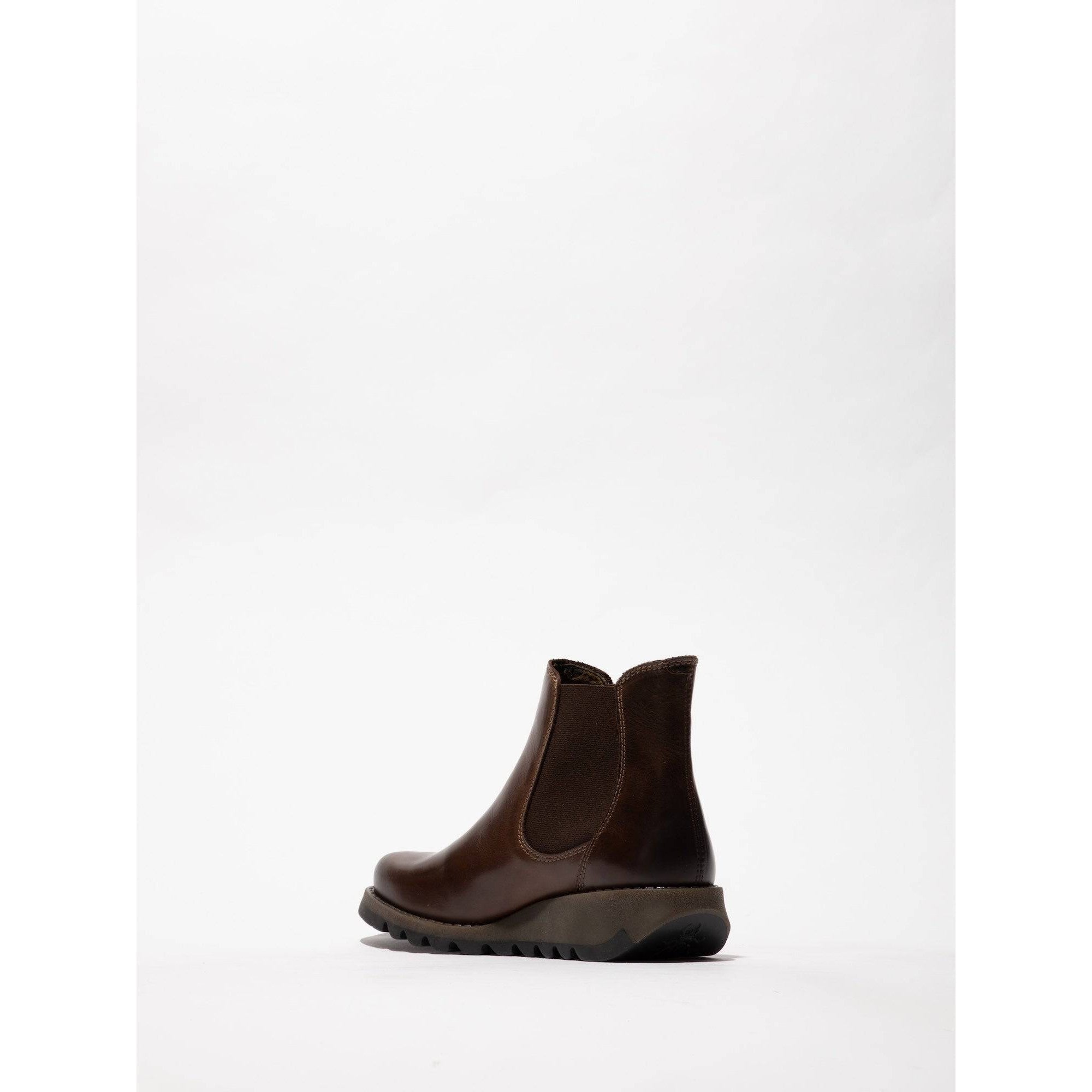 Fly SALV195 Rug Ladies Dark Brown Leather Pull On Ankle Boots-elevate your sole