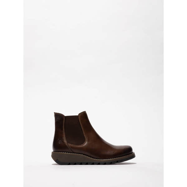 Fly SALV195 Rug Ladies Dark Brown Leather Pull On Ankle Boots-elevate your sole
