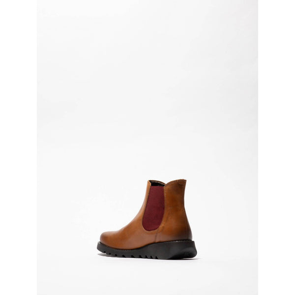 Fly SALV195 Rug (Red Elastic) Ladies Mid Brown Leather Pull On Ankle Boots-elevate your sole