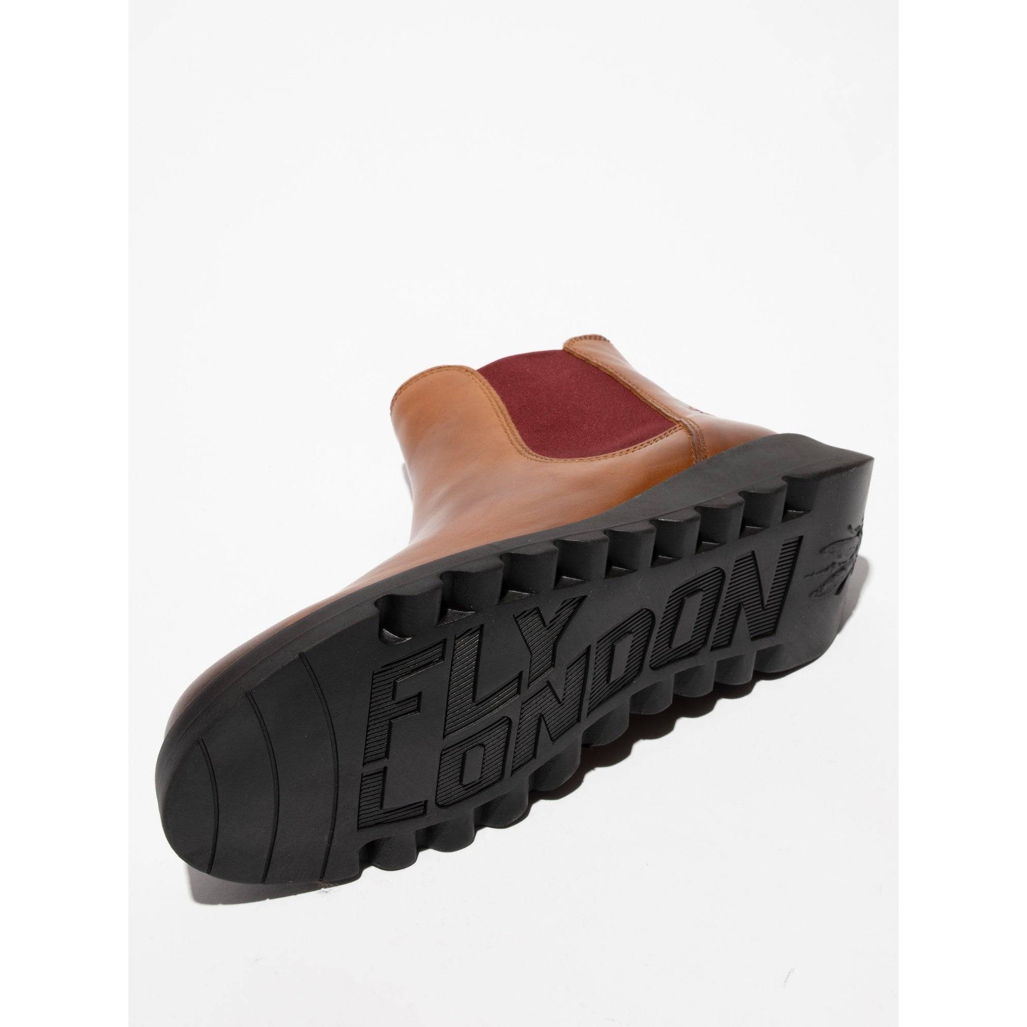 Fly SALV195 Rug (Red Elastic) Ladies Mid Brown Leather Pull On Ankle Boots-elevate your sole