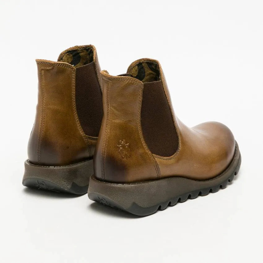Fly London Salv Camel Leather Pull On Ankle Boots-elevate your sole