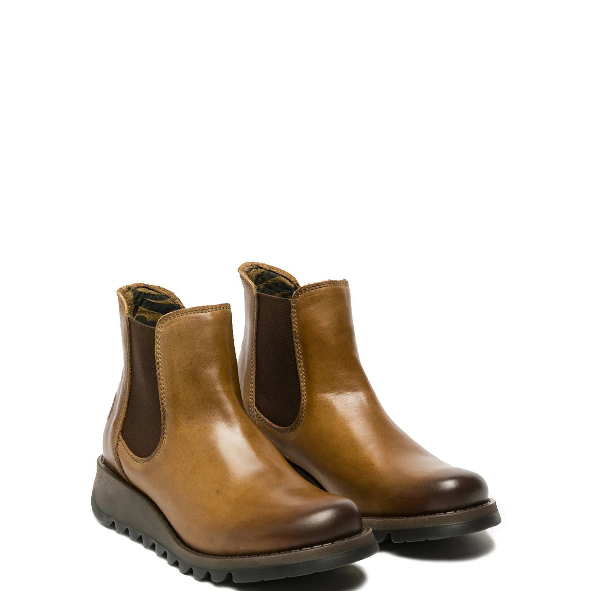 Fly London Salv Camel Leather Pull On Ankle Boots-elevate your sole