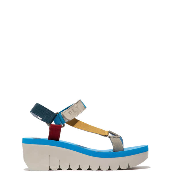 Fly Yefa 726 Ladies Azure Blue Multi Textile Touch Fastening Sandals-elevate your sole