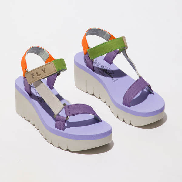 Fly Yefa 726 Ladies Violet Purple Multi Textile Touch Fastening Sandals-elevate your sole