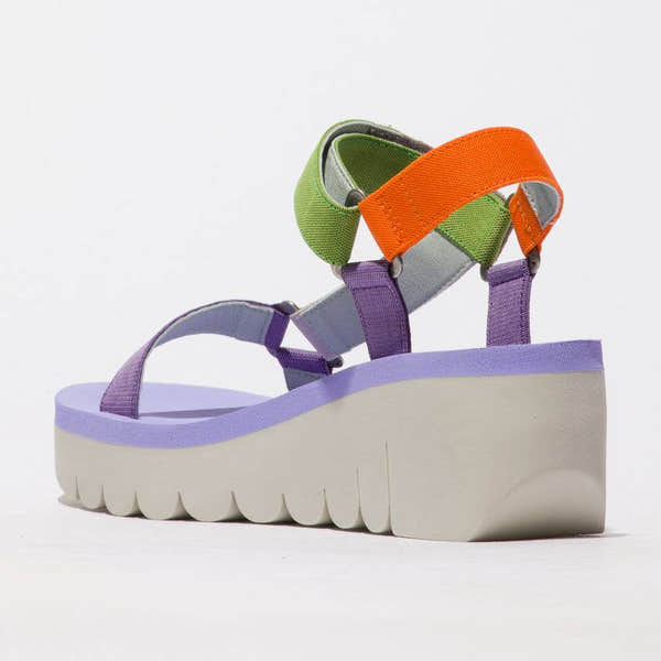 Fly Yefa 726 Ladies Violet Purple Multi Textile Touch Fastening Sandals-elevate your sole