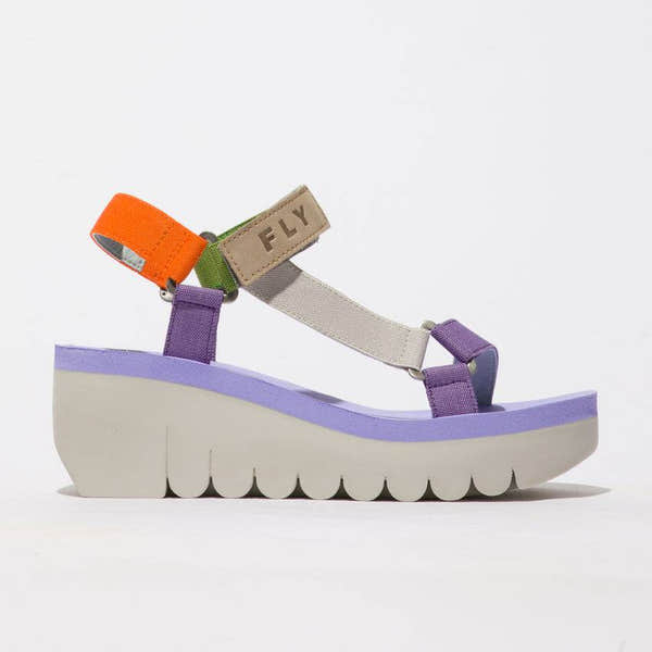 Fly Yefa 726 Ladies Violet Purple Multi Textile Touch Fastening Sandals-elevate your sole