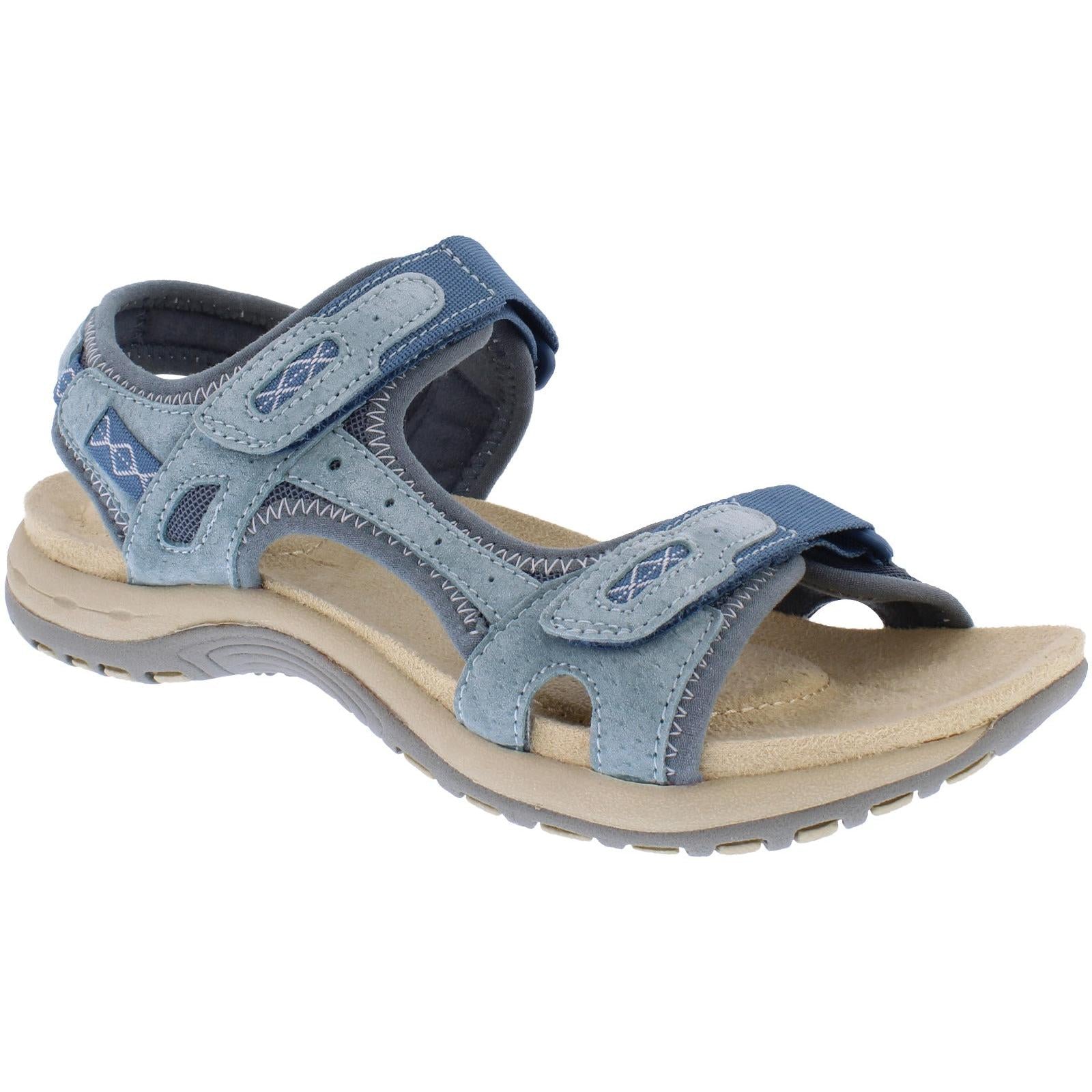 Free Spirit 30526 Frisco Ladies Moroccan Blue Leather Arch Support Touch Fastening Sandals-elevate your sole