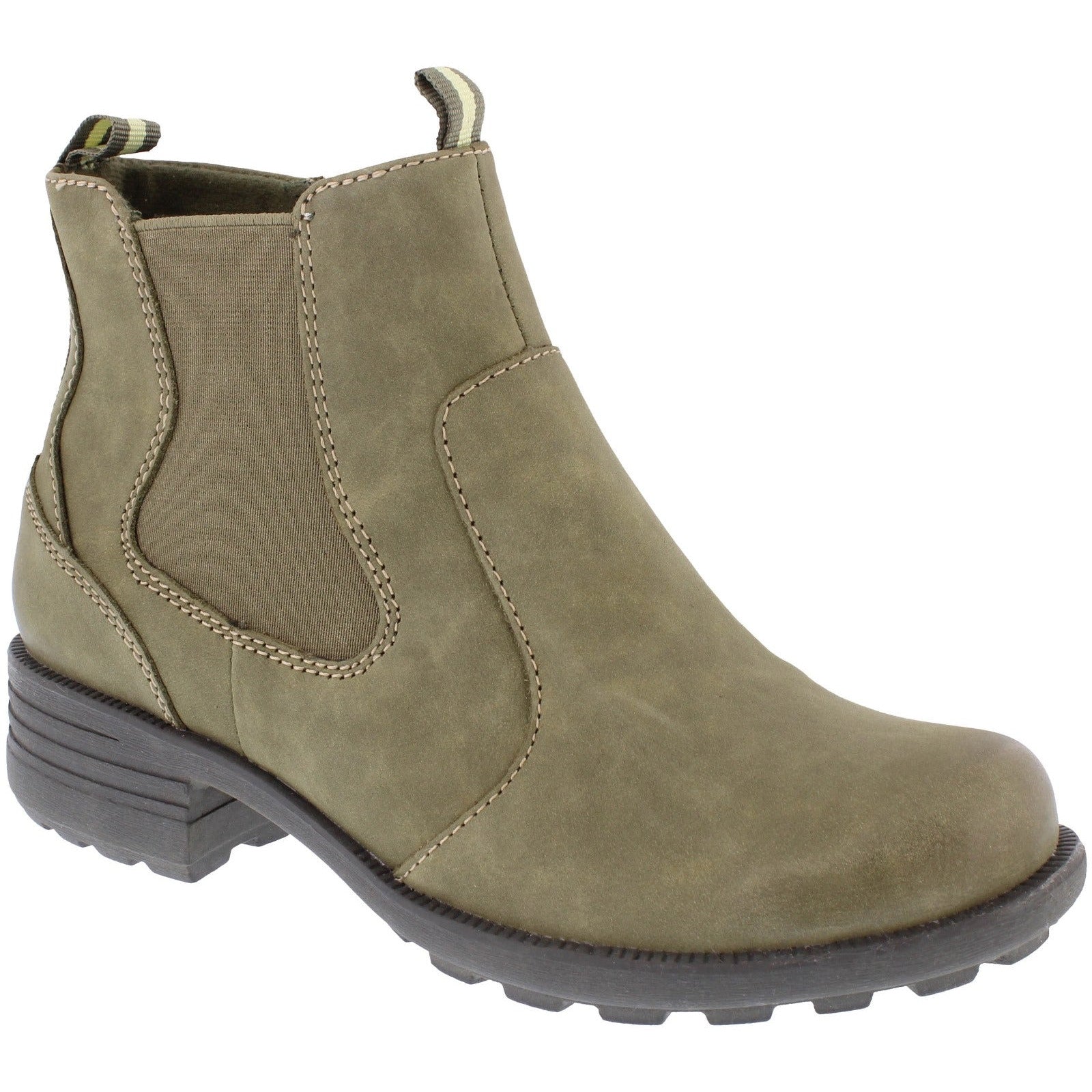 Free Spirit 40812 Ascot Ladies Olive Leather Arch Support Side Zip Ankle Boots-elevate your sole