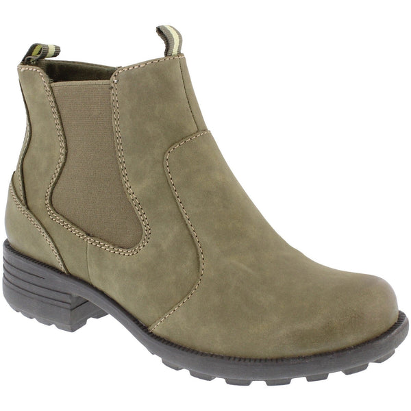 Free Spirit 40812 Ascot Ladies Olive Leather Arch Support Side Zip Ankle Boots-elevate your sole