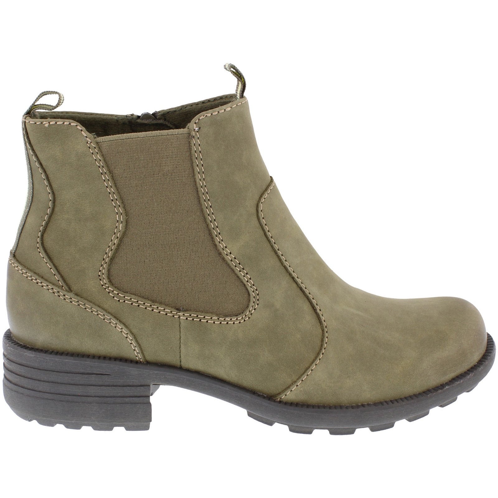Free Spirit 40812 Ascot Ladies Olive Leather Arch Support Side Zip Ankle Boots-elevate your sole