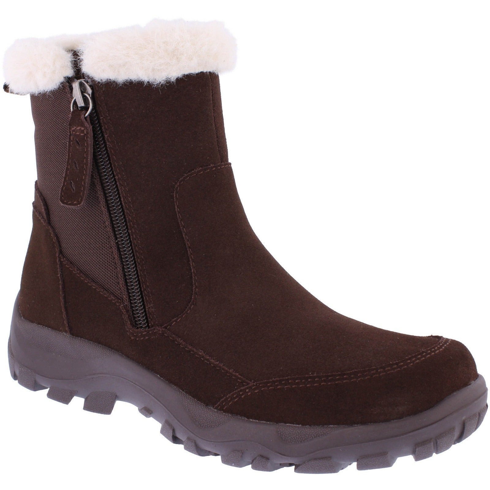 Free Spirit 40847 Adelyn Ladies Chestnut Brown Leather Arch Support Twin Zip Ankle Boots-elevate your sole