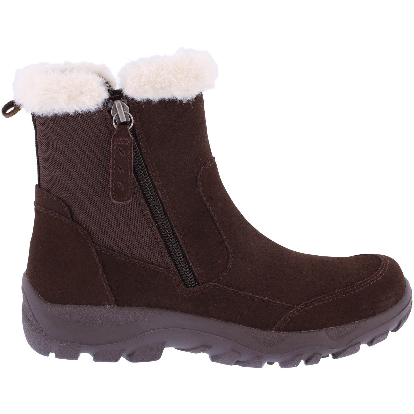 Free Spirit 40847 Adelyn Ladies Chestnut Brown Leather Arch Support Twin Zip Ankle Boots-elevate your sole