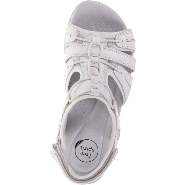 Free Spirit 41059 Fairmont 2 Ladies White Leather Arch Support Touch Fastening Sandals-elevate your sole