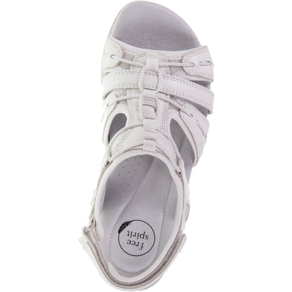 Free Spirit 41059 Fairmont 2 Ladies White Leather Arch Support Touch Fastening Sandals-elevate your sole