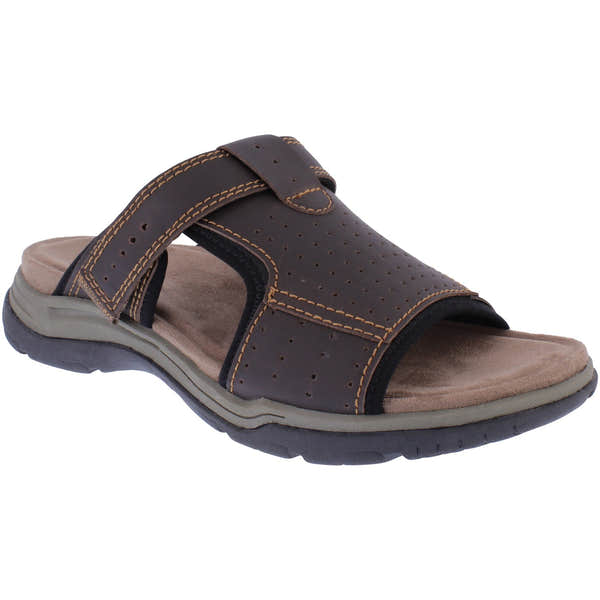 Free Spirit 41170 Harrison Mens Brown Leather Arch Support Touch Fastening Mules-elevate your sole