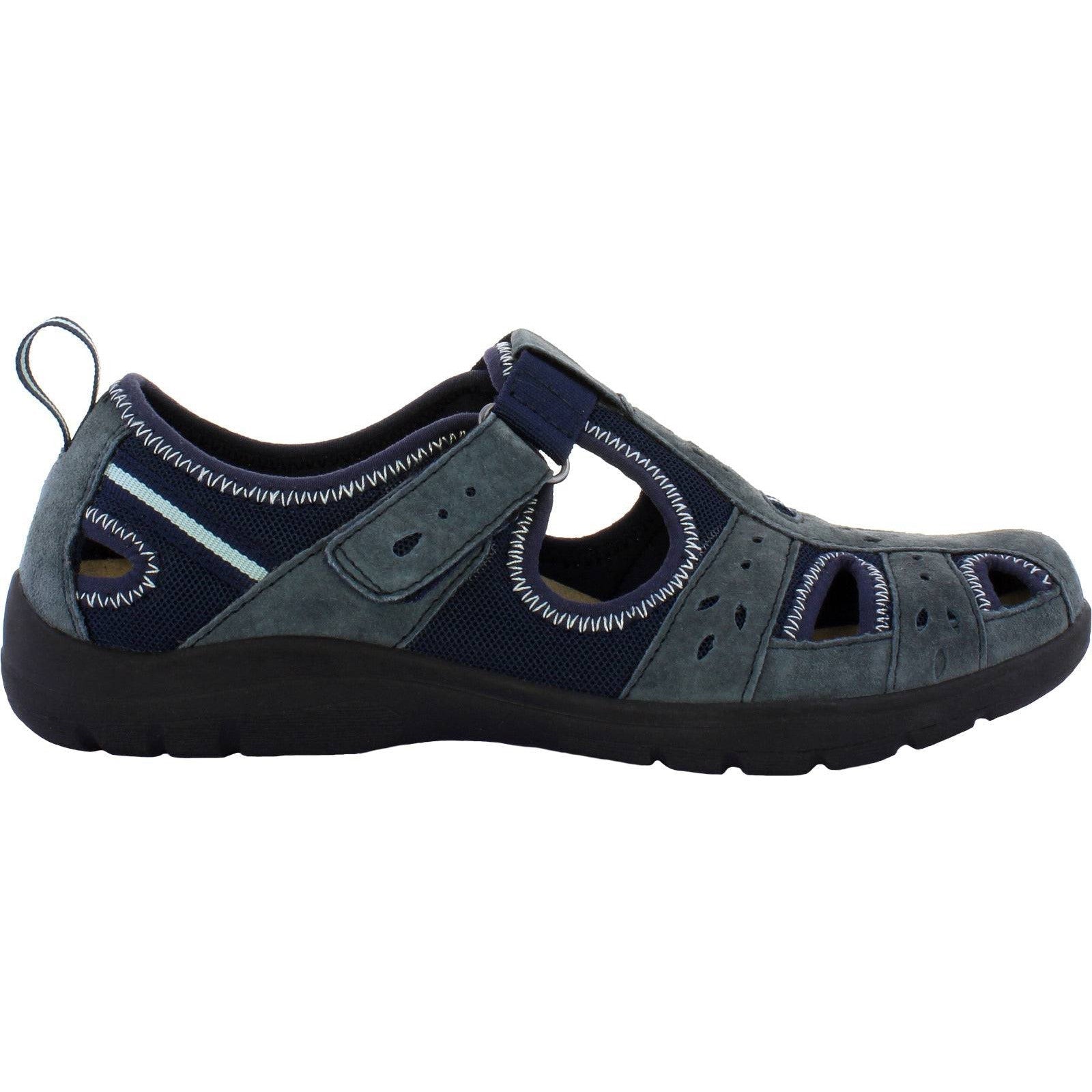 Free Spirit Cleveland Ladies Navy Suede & Textile Touch Fastening Shoes-elevate your sole