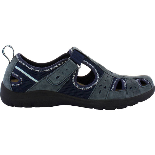 Free Spirit Cleveland Ladies Navy Suede & Textile Touch Fastening Shoes-elevate your sole