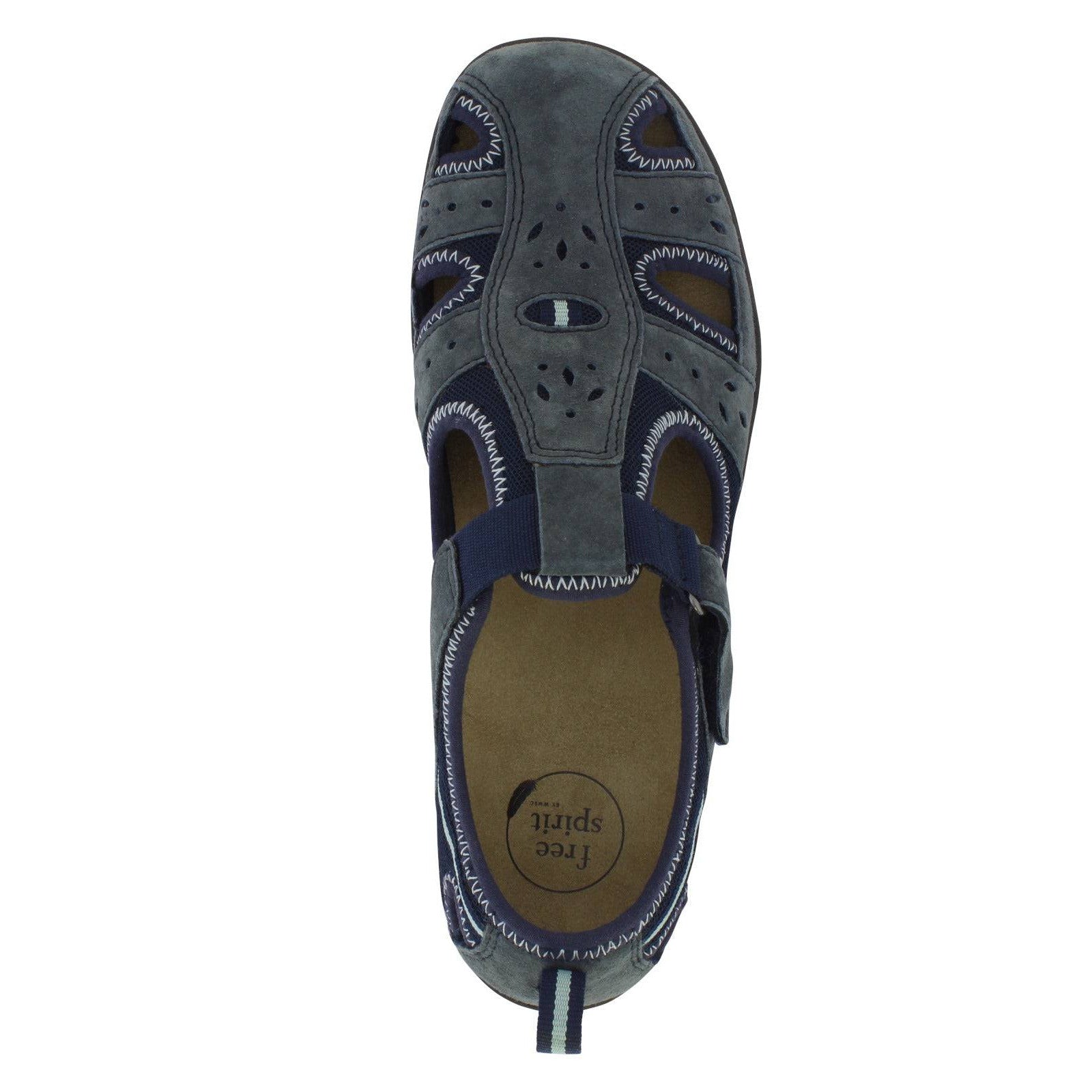 Free Spirit Cleveland Ladies Navy Suede & Textile Touch Fastening Shoes-elevate your sole