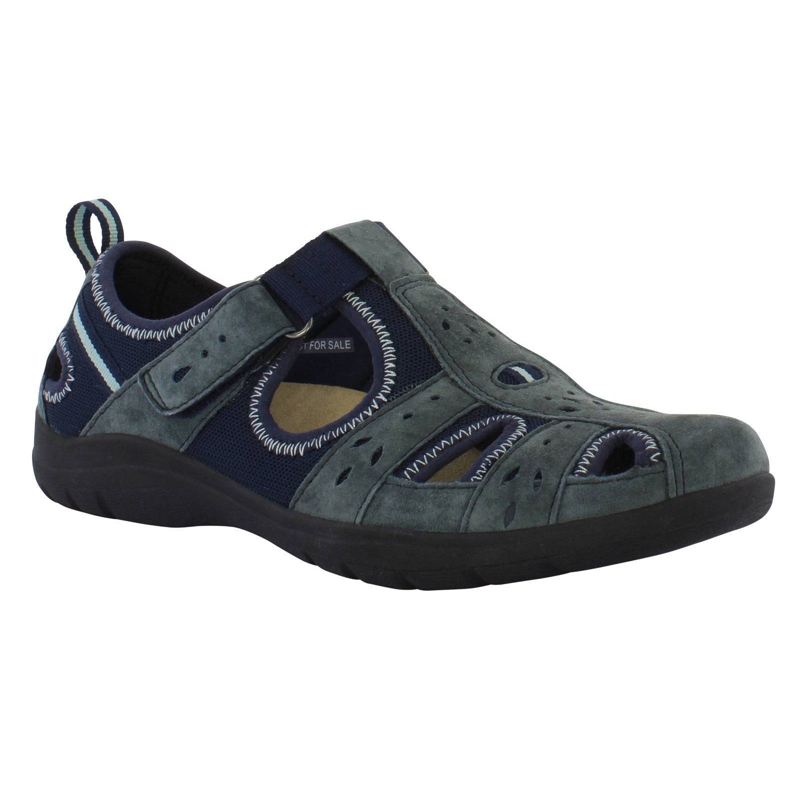 Free Spirit Cleveland Ladies Navy Suede & Textile Touch Fastening Shoes-elevate your sole