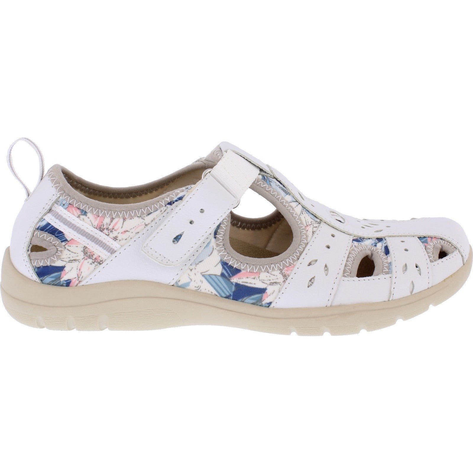 Free Spirit Cleveland Ladies White Multi Suede & Textile Touch Fastening Shoes-elevate your sole
