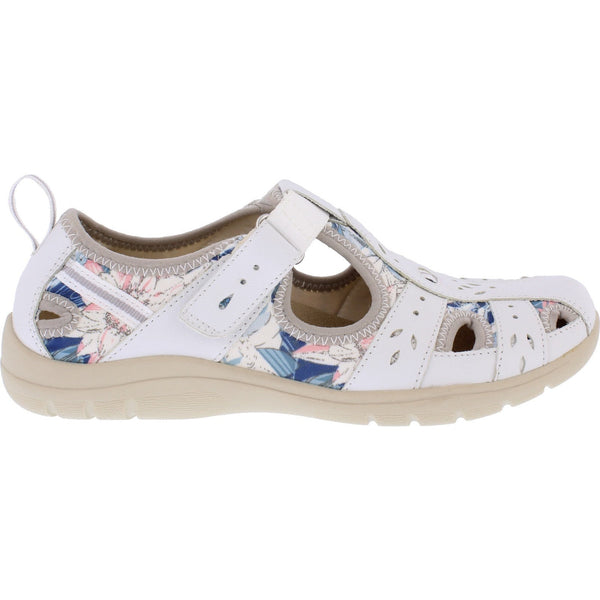 Free Spirit Cleveland Ladies White Multi Suede & Textile Touch Fastening Shoes-elevate your sole