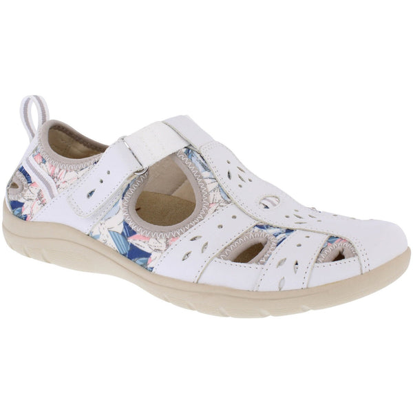Free Spirit Cleveland Ladies White Multi Suede & Textile Touch Fastening Shoes-elevate your sole