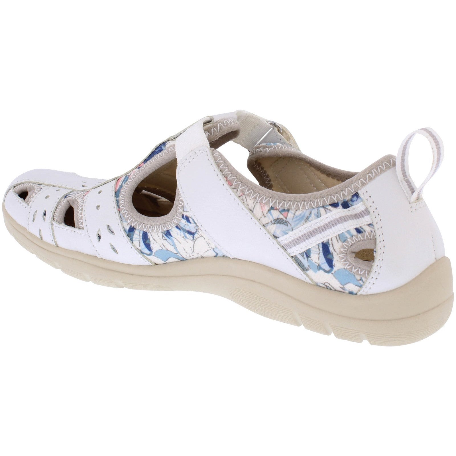 Free Spirit Cleveland Ladies White Multi Suede & Textile Touch Fastening Shoes-elevate your sole