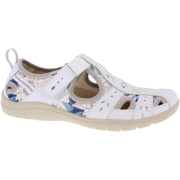 Free Spirit Cleveland Ladies White Multi Suede & Textile Touch Fastening Shoes-elevate your sole