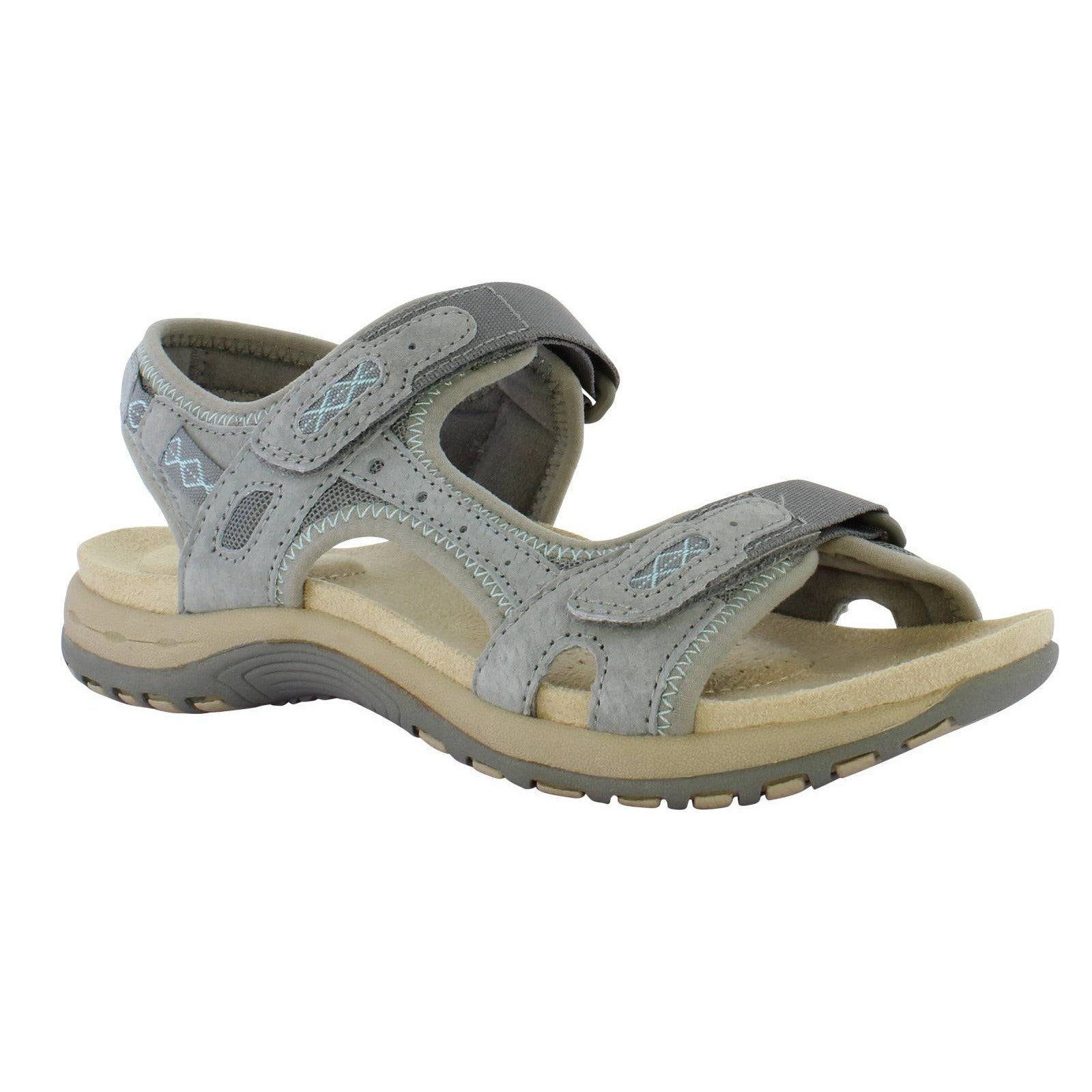 Free Spirit Frisco Ladies Smoke Suede & Textile Touch Fastening Sandals-elevate your sole