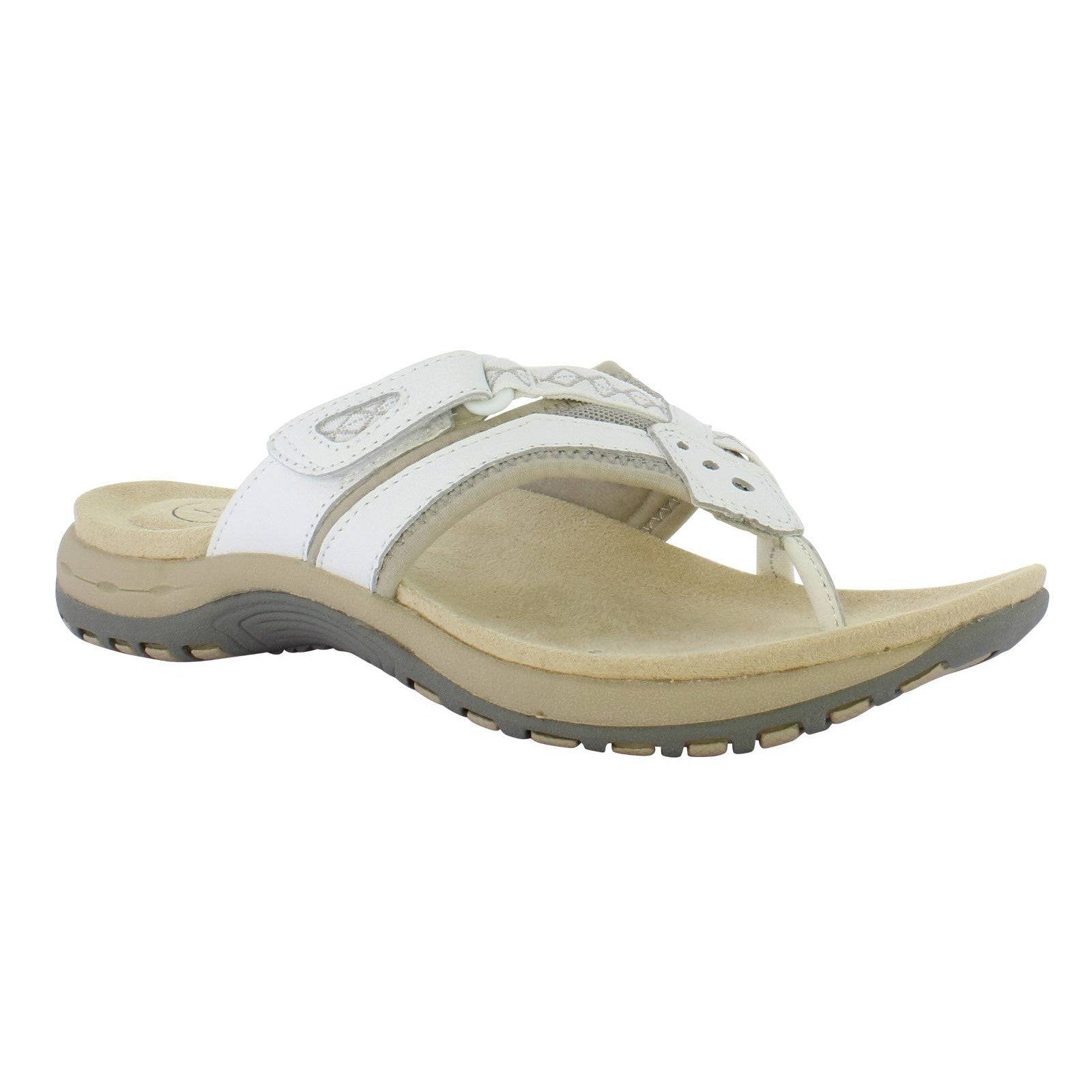Free Spirit Juliet Ladies White Suede & Textile Toe-Post Sandals-elevate your sole
