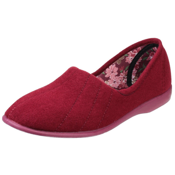 GBS Audrey Slipper Ladies Spanish Red Textile Slip On Slippers-elevate your sole