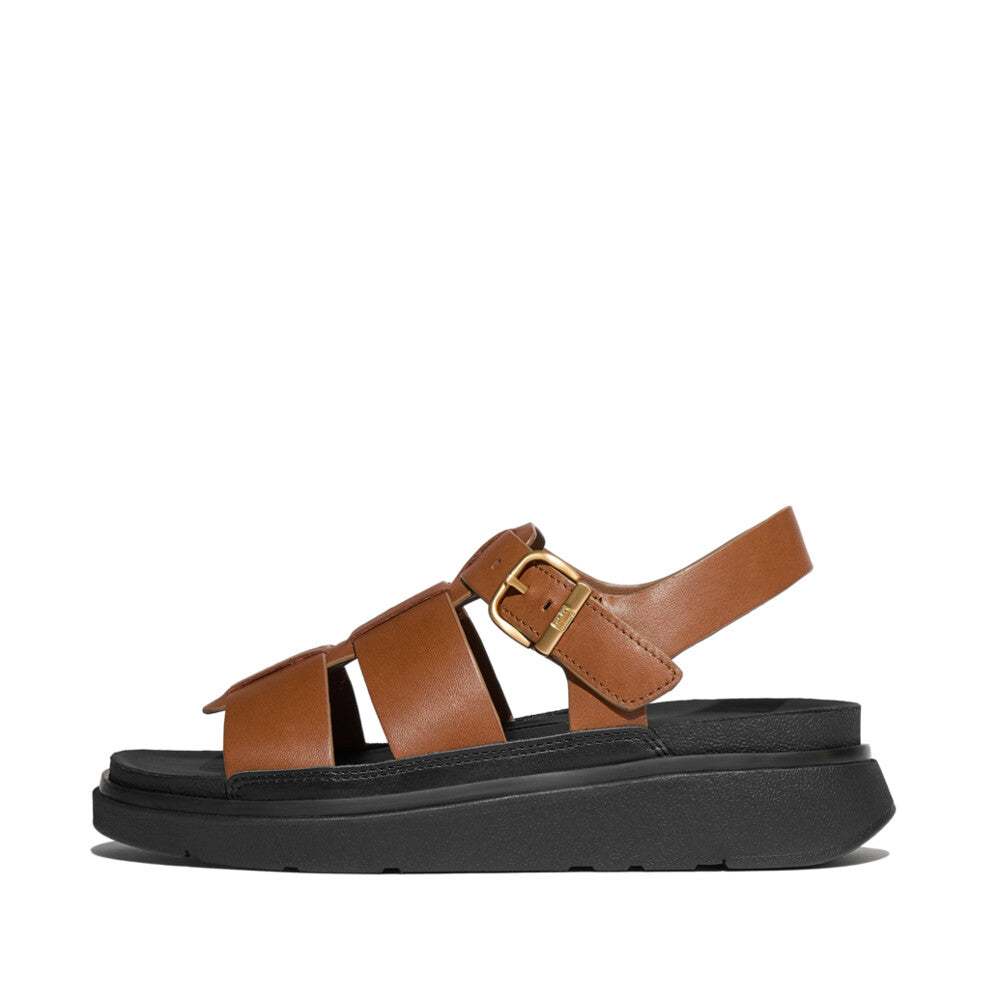 FitFlop IZ1-C15 Gen-FF Ladies Wide Deep Tan Leather Buckle Sandals