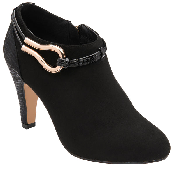 Lotus Gloria Ladies Black Textile Side Zip Shoe Boots